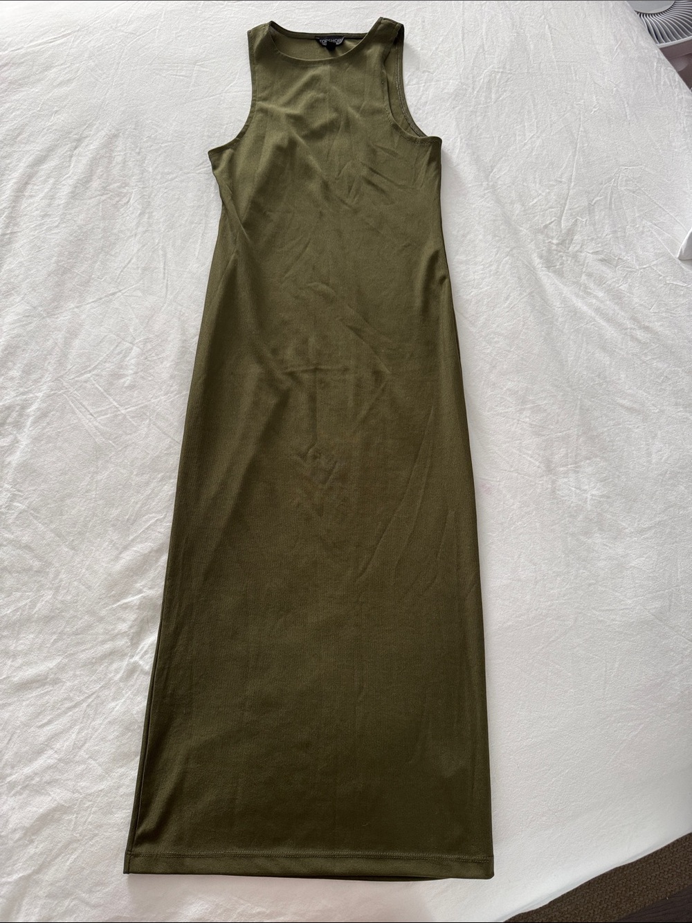 Topshop Olive Green Sleeveless Maxi Dress